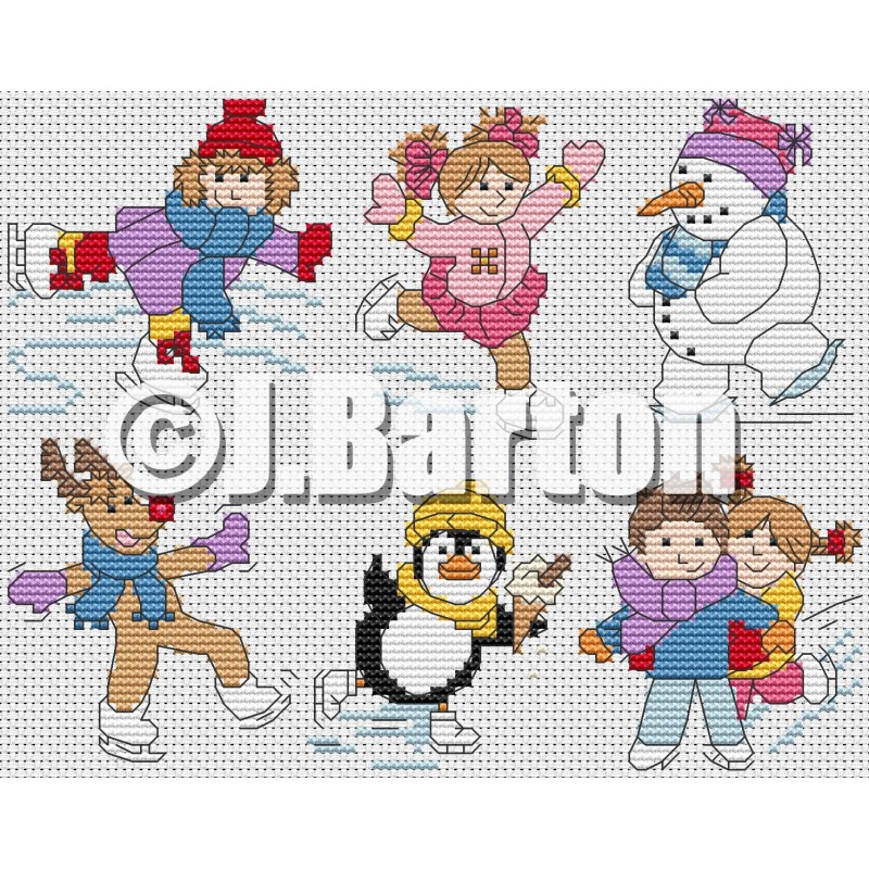 Ice skaters (cross stitch chart download)