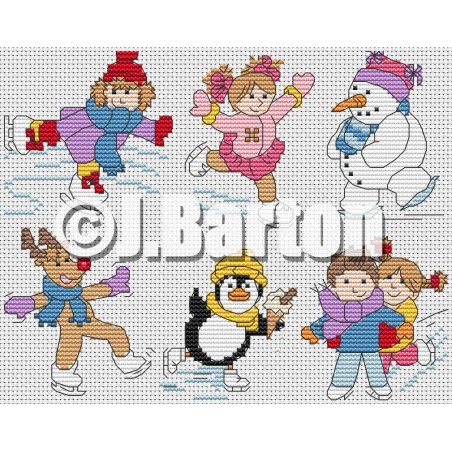 Ice skaters (cross stitch chart download)