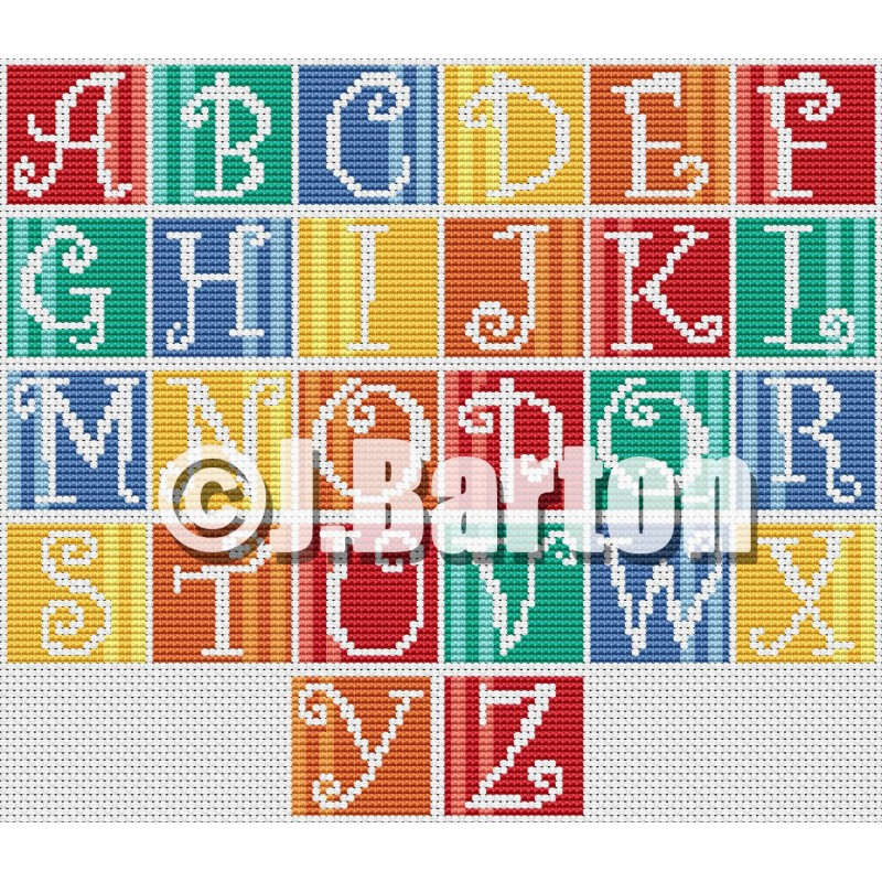 Stripes alphabet (cross stitch chart download)
