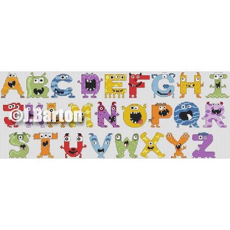 Monsters alphabet (cross stitch chart download)