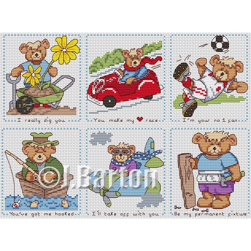 Valentine bears cross stitch chart