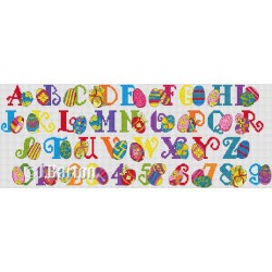 Easter eggs alphabet cross stitch chart