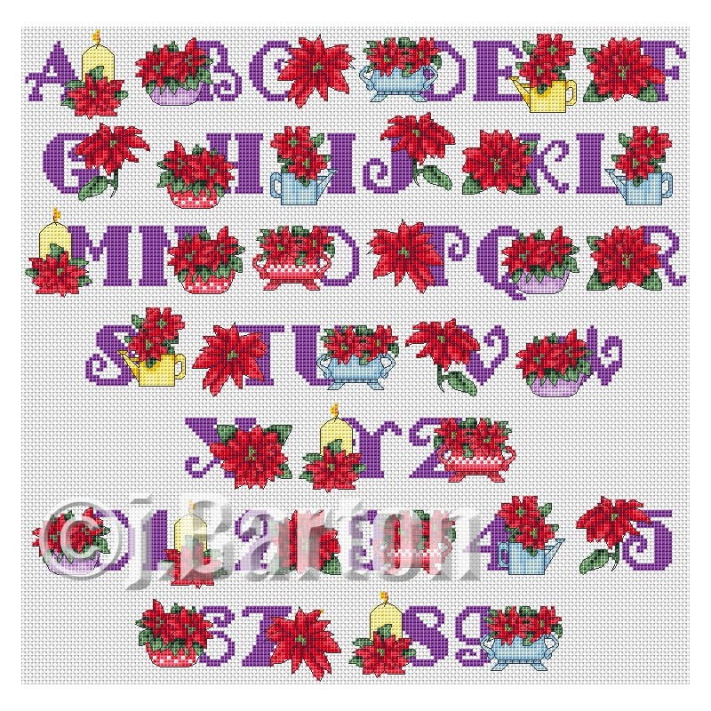 Poinsettia cross stitch chart