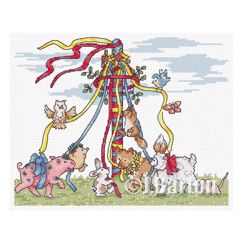 Animal maypole (cross stitch chart download)