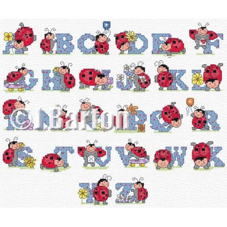 Ladybird alphabet (cross stitch chart download)