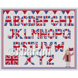 Union Jack alphabet cross stitch chart