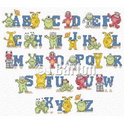 Alien alphabet cross stitch chart