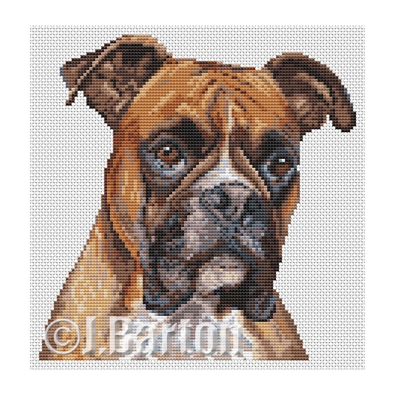 Boxer dog cross stitch chart