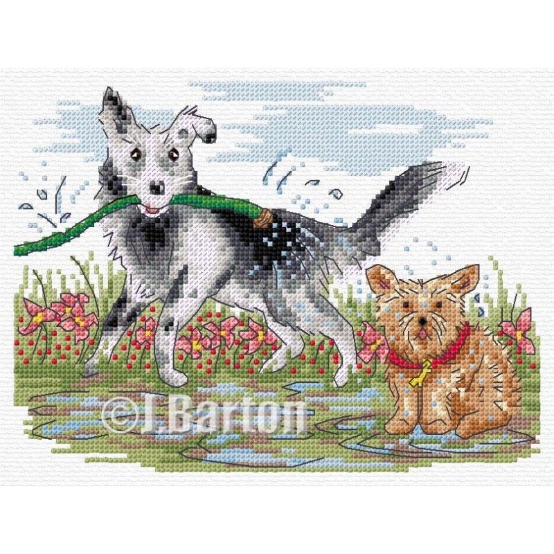 Dogs play time cross stitch chart