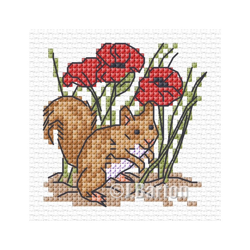 Red squirrel cross stitch chart