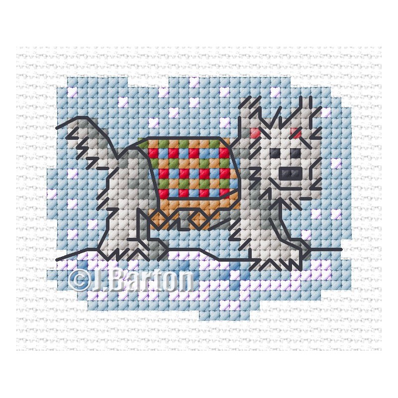 Walkies in the snow cross stitch chart