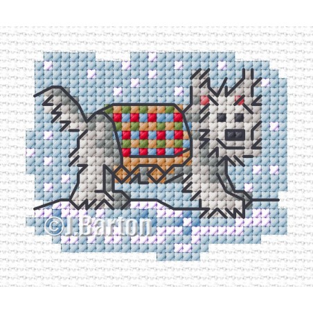 Walkies in the snow cross stitch chart