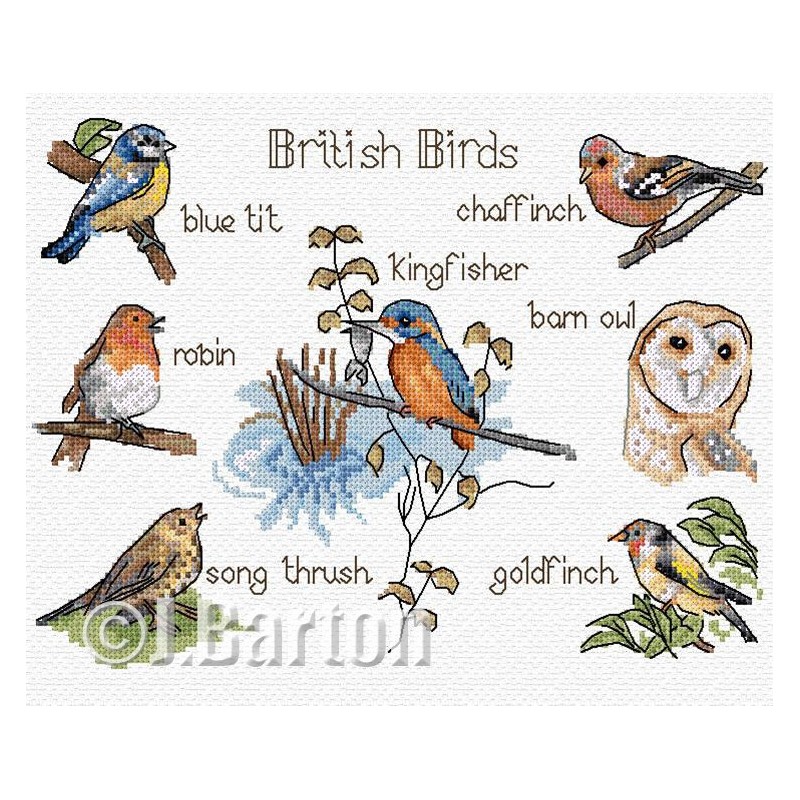 British bird cross stitch chart
