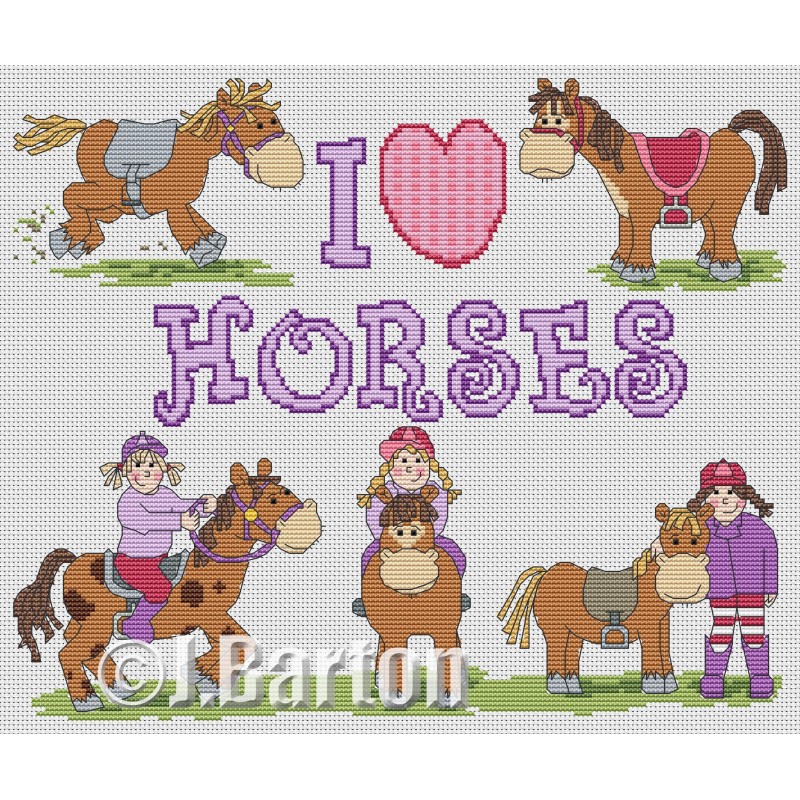 I love horses cross stitch chart