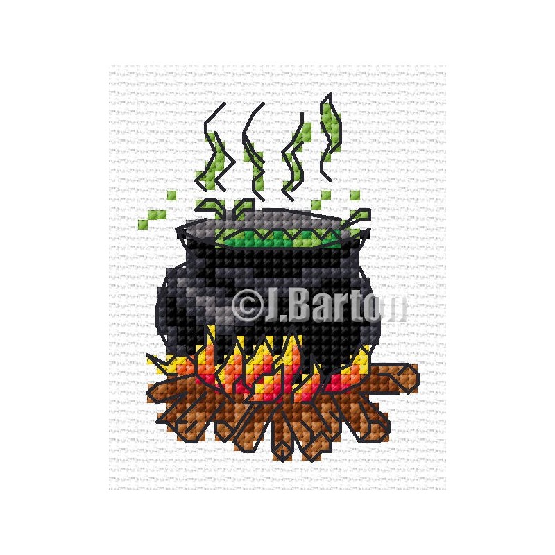 Cauldron cross stitch chart