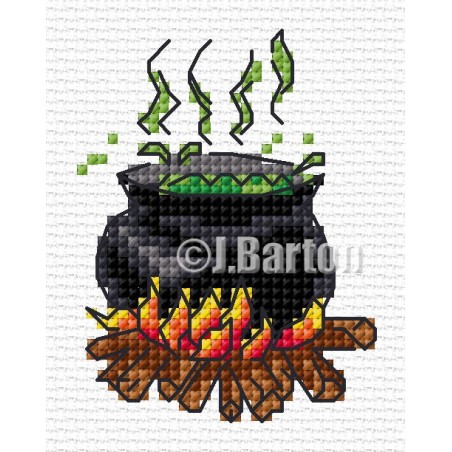 Cauldron cross stitch chart