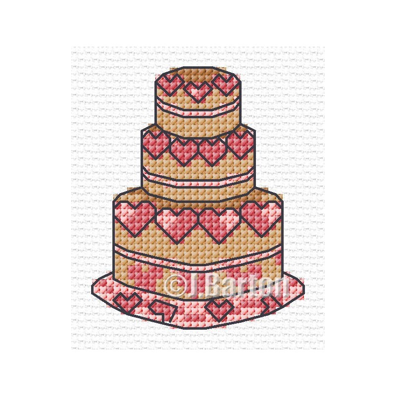 Love heart cake cross stitch chart