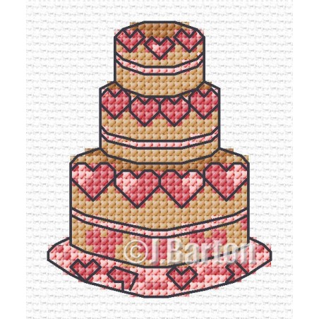 Love heart cake cross stitch chart