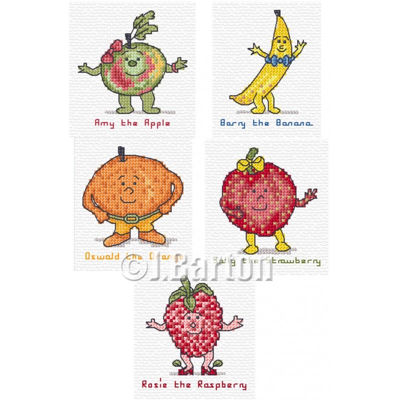 Funny fruits cross stitch chart
