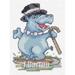 Dancing hippo cross stitch chart