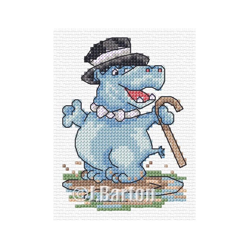 Dancing hippo cross stitch chart