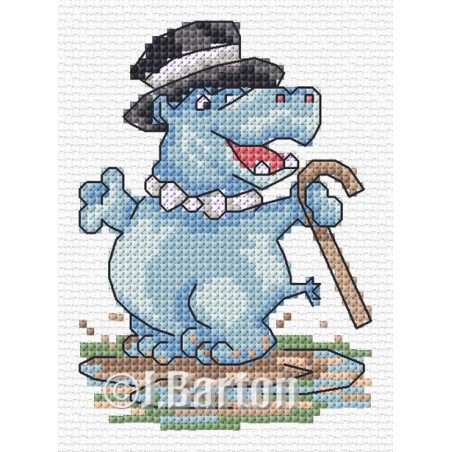 Dancing hippo cross stitch chart