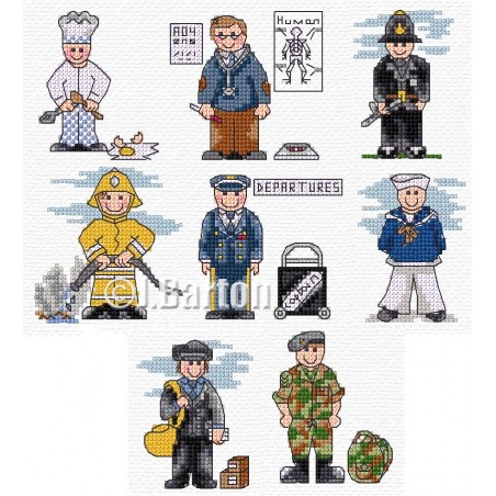 Men in uniform cross stitch chart