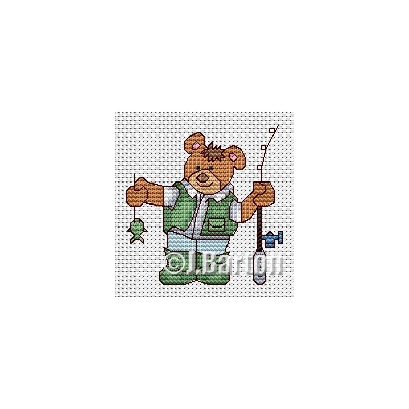 Fishing bear cross stitch chart