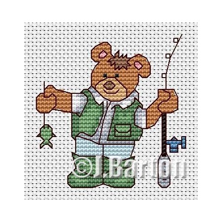 Fishing bear cross stitch chart