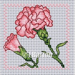 Pink carnation cross stitch chart