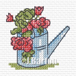 Floral watering can cross stitch chart