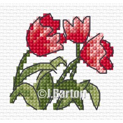 Red tulips cross stitch chart