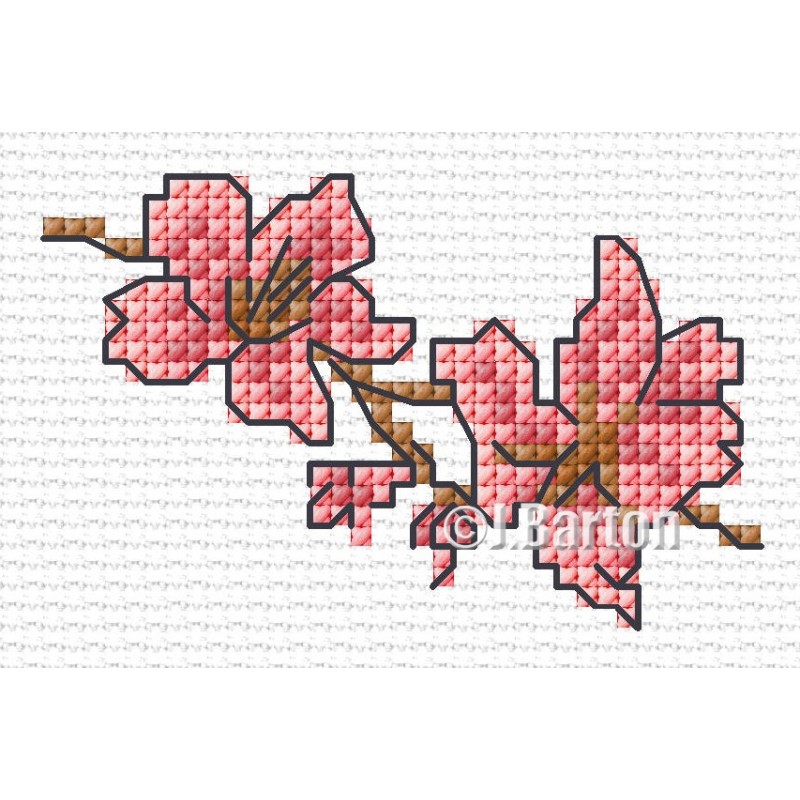 Pink blossom cross stitch chart