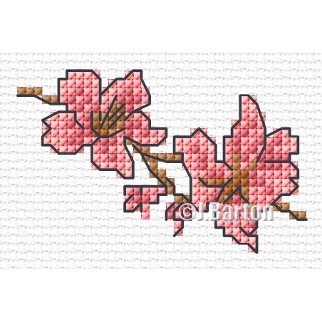 Pink blossom cross stitch chart