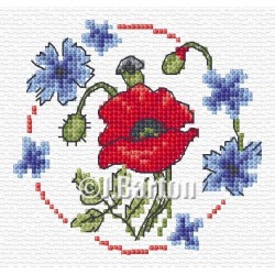 Poppy and cornflowers cross stitch chart