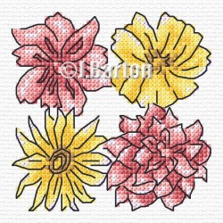 Quartet of flowers cross stitch chart
