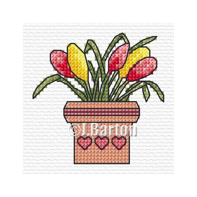 Flower pot cross stitch chart