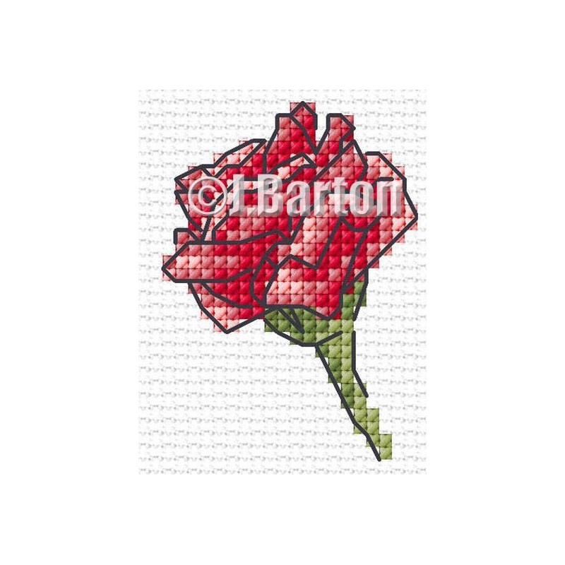 Single red rose cross stitch chart