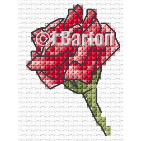 Single red rose cross stitch chart