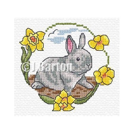 Grey rabbit cross stitch chart