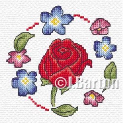 Red rose cross stitch chart