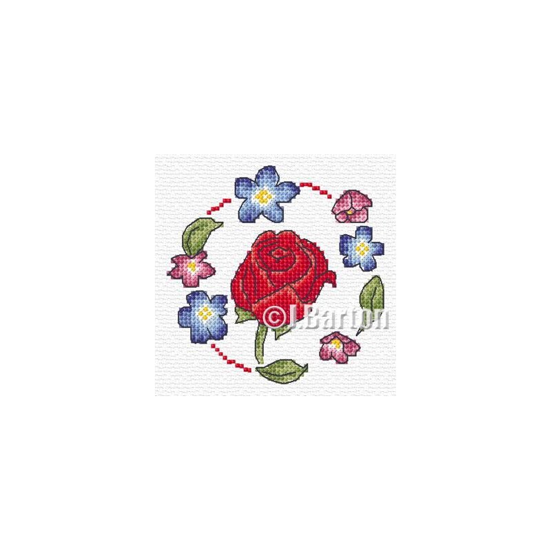 Red rose cross stitch chart