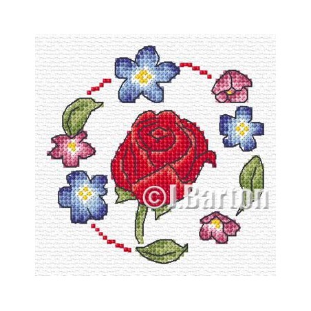 Red rose cross stitch chart