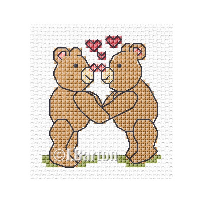 Bears in love cross stitch chart