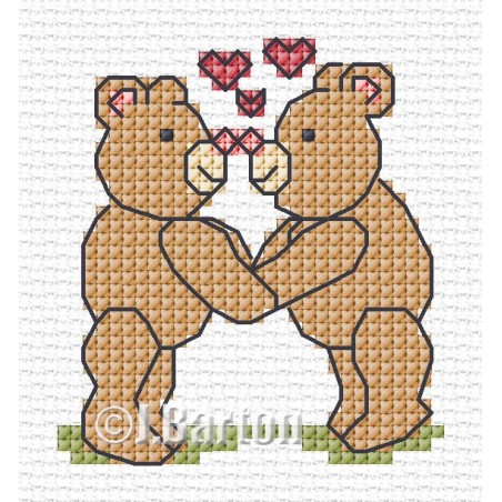 Bears in love cross stitch chart