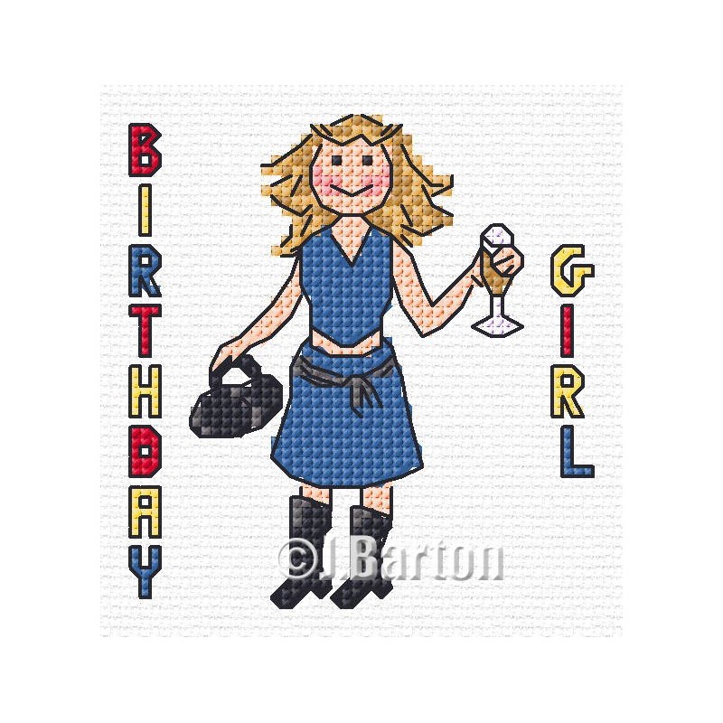 Birthday girl cross stitch chart
