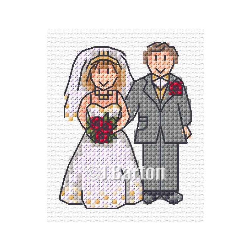 Bride and groom cross stitch chart