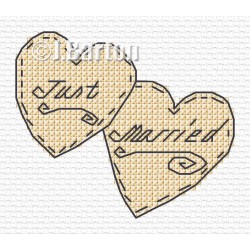 Just married love hearts cross stitch chart