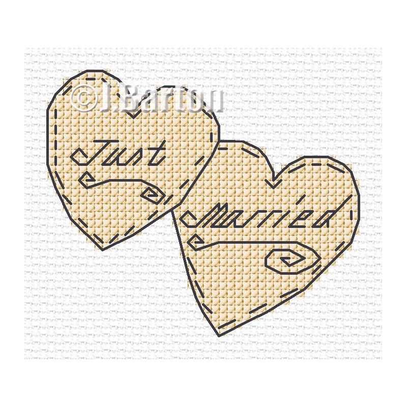 Just married love hearts cross stitch chart