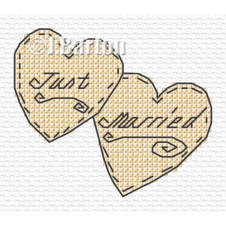 Just married love hearts cross stitch chart